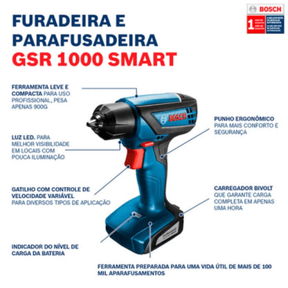 Parafusadeira Furadeira Bosch GSR 1000 Smart 12V