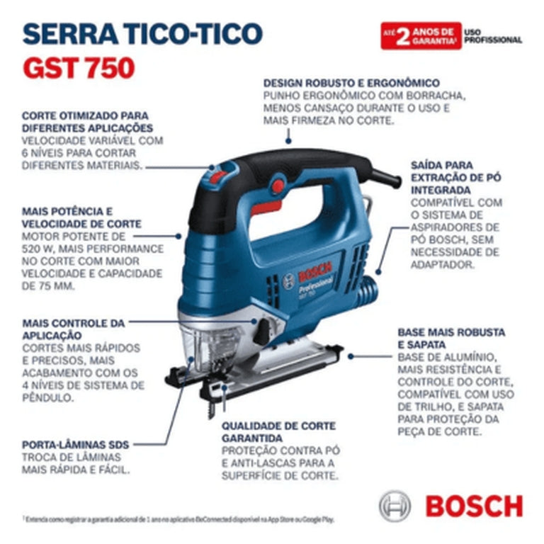 Serra Tico-Tico Bosch GST 750 520W